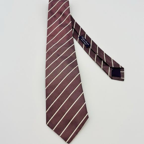 Vintage Ralph Lauren Purple Label Tie England Silk Purple Striped Handmade - Picture 1 of 5